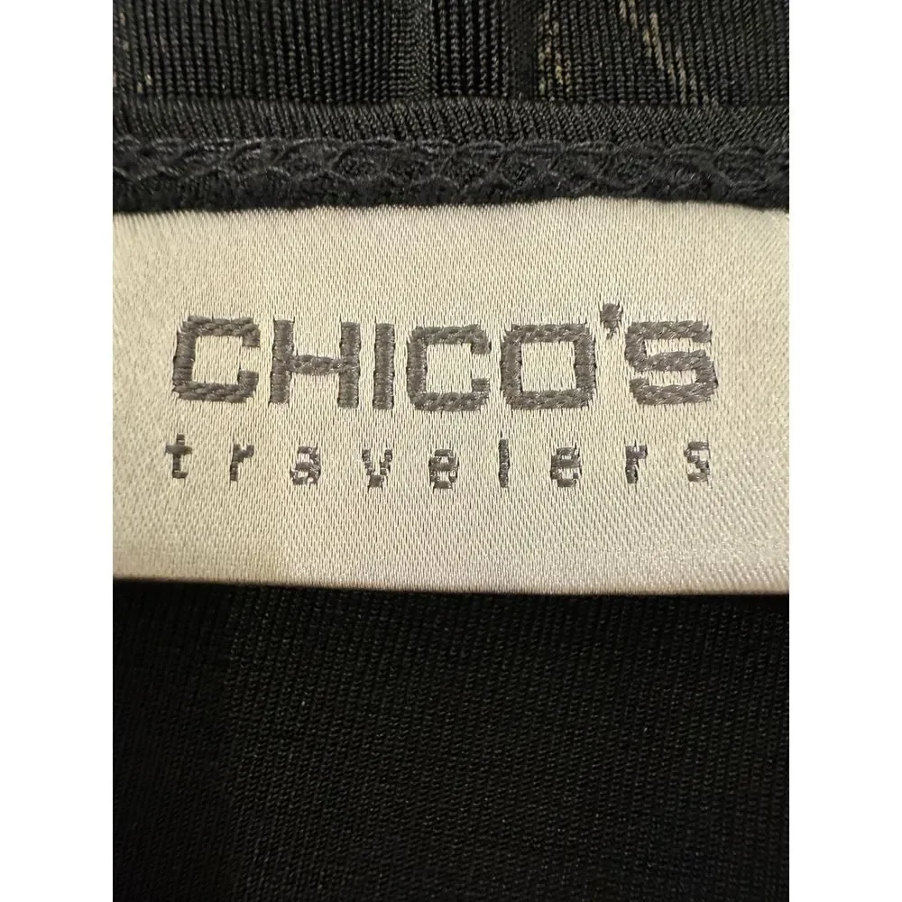 Chicos Travelers‎ Black Design Printed Tank Women's Chico's Size 2 - Picture 4 of 6